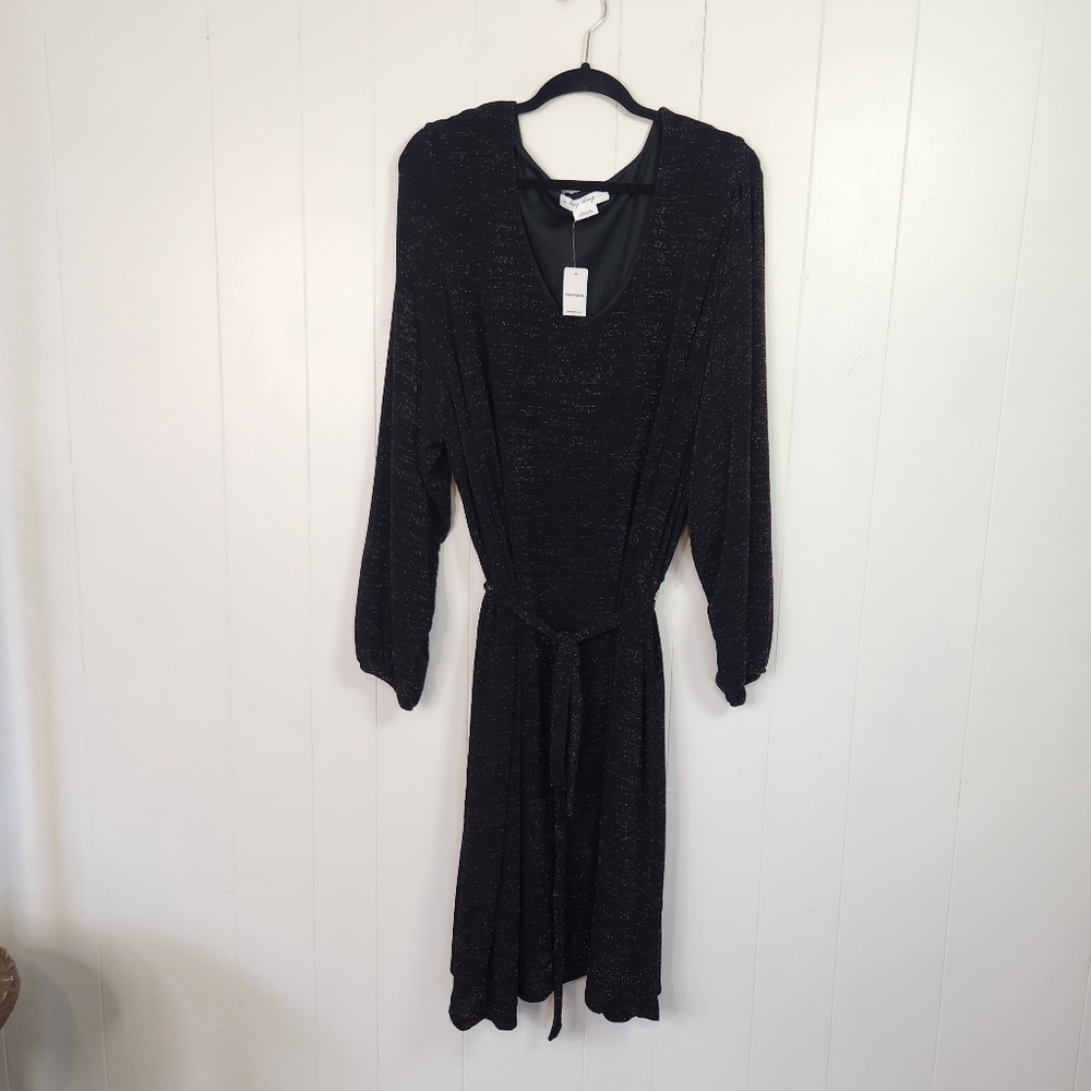 Penningtons Black Red Stretchy Glitter Long Sleeve Party Dress Size 4X Dressy - Picture 5 of 14